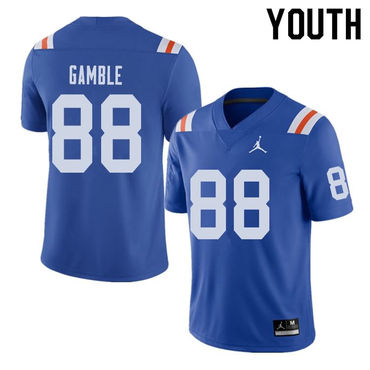 NCAA Florida Gators Kemore Gamble Youth #88 Jordan Brand Alternate Royal Throwback Stitched Authentic College Football Jersey BQB4564FF